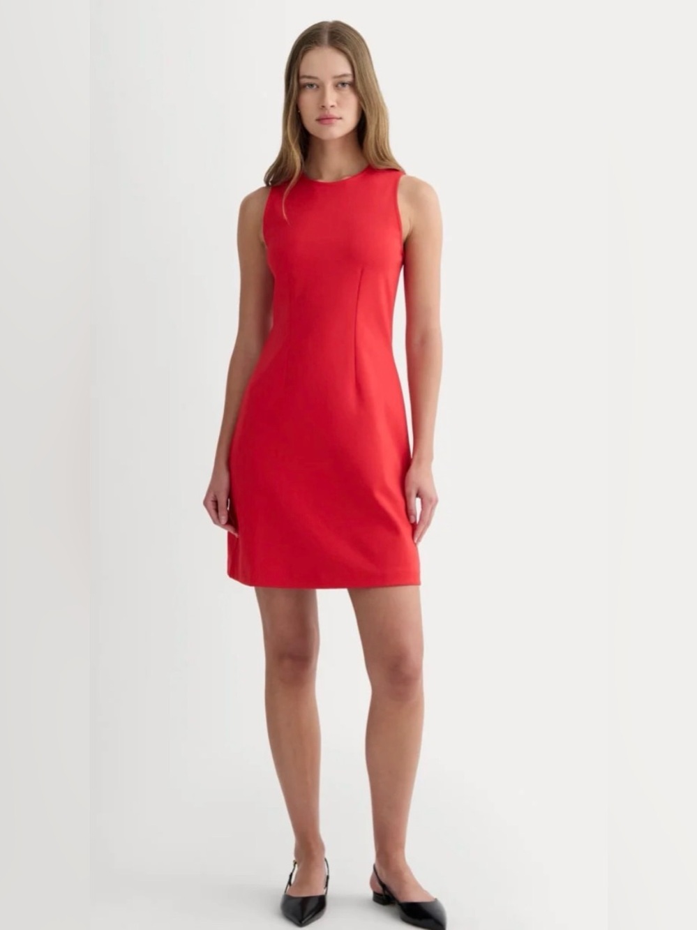New Everlane THE DREAM '90S SHIFT DRESS Classic Red S Minimalist Clean Girl
